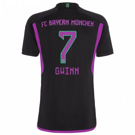 Kandiny Niño Camiseta Giulia Gwinn #7 Negro 2ª Equipación 2023/24 La Camisa Chile