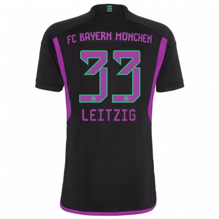 Kandiny Niño Camiseta Janina Leitzig #33 Negro 2ª Equipación 2023/24 La Camisa Chile