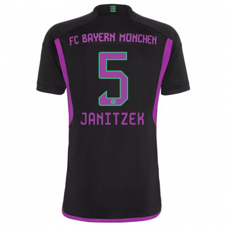 Kandiny Niño Camiseta Justin Janitzek #5 Negro 2ª Equipación 2023/24 La Camisa Chile