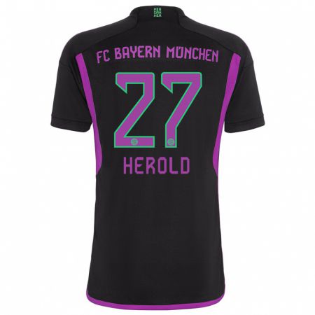 Kandiny Niño Camiseta David Herold #27 Negro 2ª Equipación 2023/24 La Camisa Chile