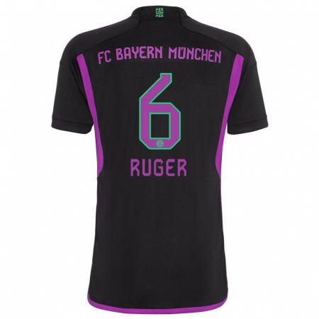 Kandiny Niño Camiseta Kurt Ruger #6 Negro 2ª Equipación 2023/24 La Camisa Chile