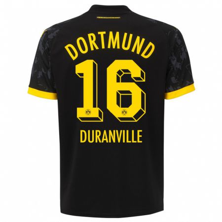 Kandiny Niño Camiseta Julien Duranville #16 Negro 2ª Equipación 2023/24 La Camisa Chile