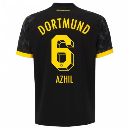 Kandiny Niño Camiseta Ayman Azhil #6 Negro 2ª Equipación 2023/24 La Camisa Chile
