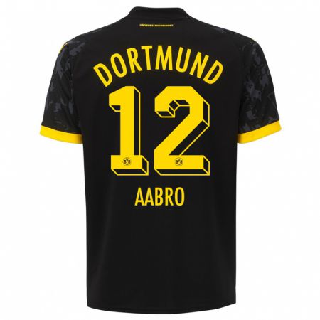 Kandiny Niño Camiseta Gustav Aabro #12 Negro 2ª Equipación 2023/24 La Camisa Chile