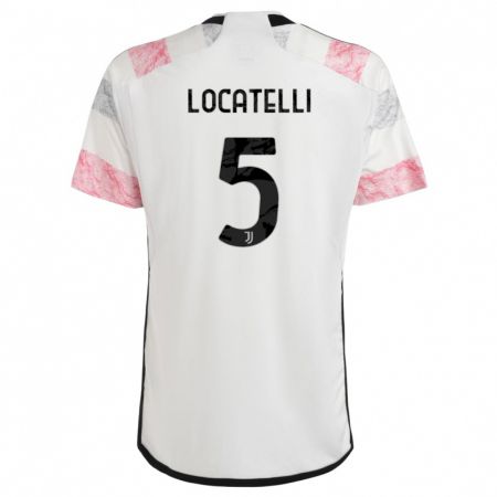 Kandiny Niño Camiseta Manuel Locatelli #5 Blanco Rosa 2ª Equipación 2023/24 La Camisa Chile