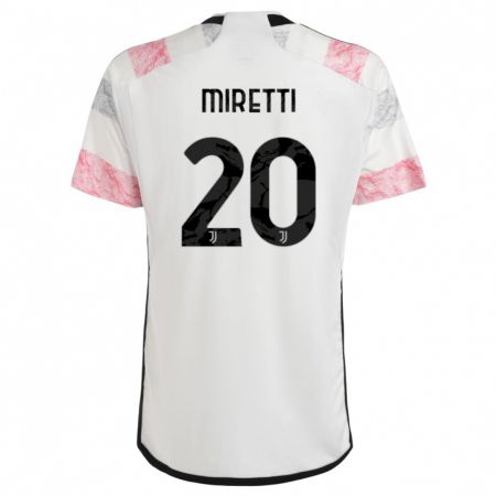 Kandiny Niño Camiseta Fabio Miretti #20 Blanco Rosa 2ª Equipación 2023/24 La Camisa Chile