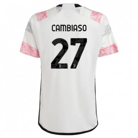 Kandiny Niño Camiseta Andrea Cambiaso #27 Blanco Rosa 2ª Equipación 2023/24 La Camisa Chile