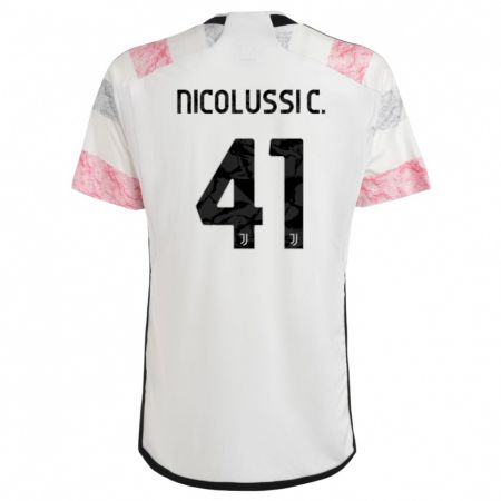 Kandiny Niño Camiseta Hans Nicolussi Caviglia #41 Blanco Rosa 2ª Equipación 2023/24 La Camisa Chile