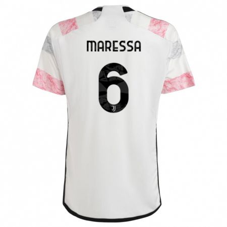 Kandiny Niño Camiseta Tommaso Maressa #6 Blanco Rosa 2ª Equipación 2023/24 La Camisa Chile
