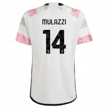 Kandiny Niño Camiseta Gabriele Mulazzi #14 Blanco Rosa 2ª Equipación 2023/24 La Camisa Chile