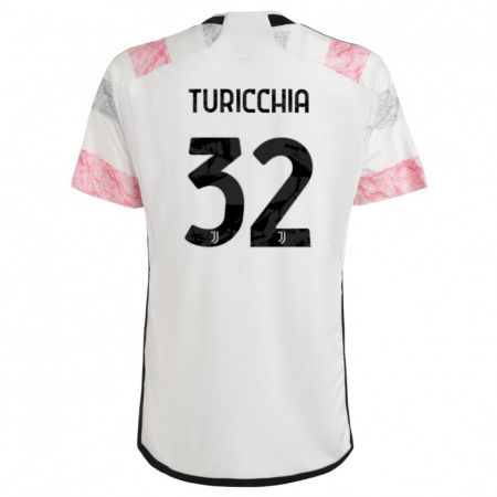 Kandiny Niño Camiseta Riccardo Turicchia #32 Blanco Rosa 2ª Equipación 2023/24 La Camisa Chile