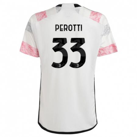 Kandiny Niño Camiseta Clemente Perotti #33 Blanco Rosa 2ª Equipación 2023/24 La Camisa Chile