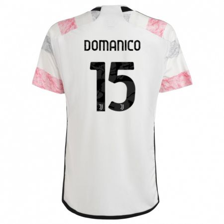 Kandiny Niño Camiseta Saverio Domanico #15 Blanco Rosa 2ª Equipación 2023/24 La Camisa Chile