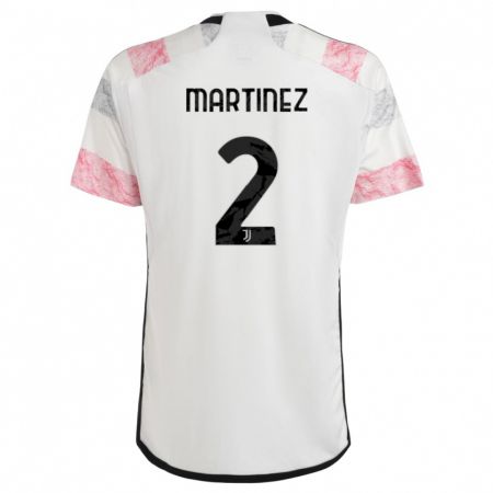 Kandiny Niño Camiseta Bruno Martinez #2 Blanco Rosa 2ª Equipación 2023/24 La Camisa Chile
