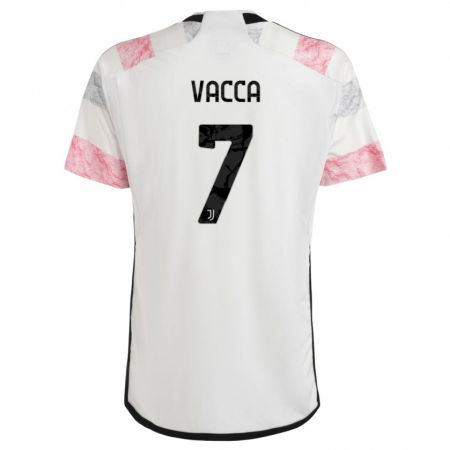 Kandiny Niño Camiseta Alessio Vacca #7 Blanco Rosa 2ª Equipación 2023/24 La Camisa Chile