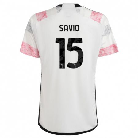 Kandiny Niño Camiseta Federico Savio #15 Blanco Rosa 2ª Equipación 2023/24 La Camisa Chile