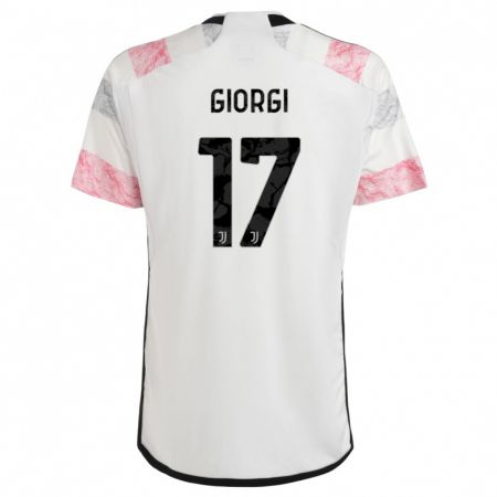 Kandiny Niño Camiseta Lorenzo Giorgi #17 Blanco Rosa 2ª Equipación 2023/24 La Camisa Chile