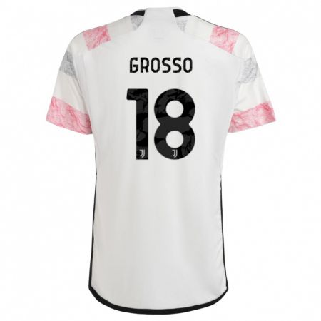 Kandiny Niño Camiseta Filippo Grosso #18 Blanco Rosa 2ª Equipación 2023/24 La Camisa Chile