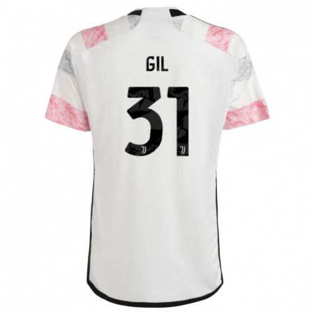 Kandiny Niño Camiseta Javier Gil #31 Blanco Rosa 2ª Equipación 2023/24 La Camisa Chile