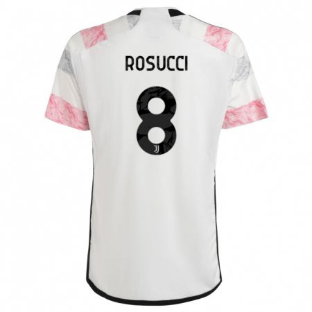 Kandiny Niño Camiseta Martina Rosucci #8 Blanco Rosa 2ª Equipación 2023/24 La Camisa Chile