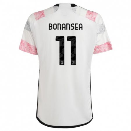 Kandiny Niño Camiseta Barbara Bonansea #11 Blanco Rosa 2ª Equipación 2023/24 La Camisa Chile