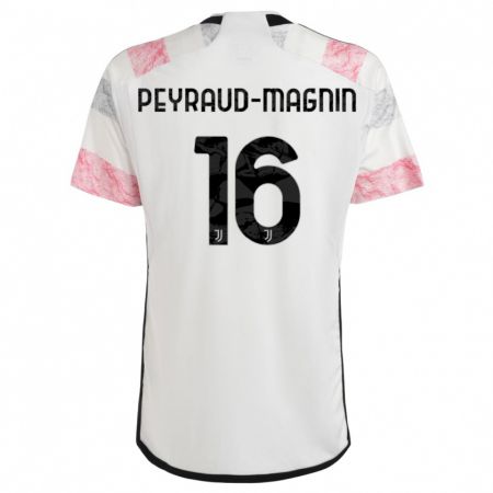 Kandiny Niño Camiseta Pauline Peyraud-Magnin #16 Blanco Rosa 2ª Equipación 2023/24 La Camisa Chile