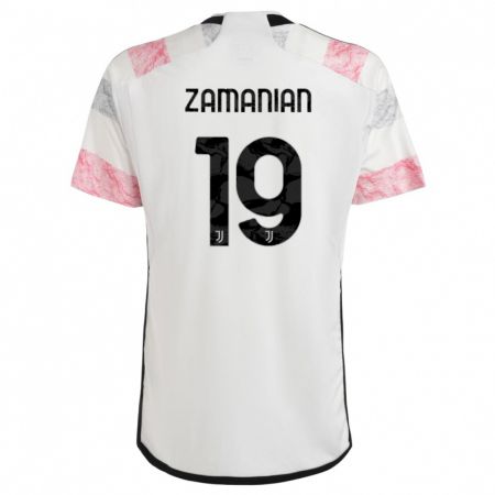 Kandiny Niño Camiseta Annahita Zamanian #19 Blanco Rosa 2ª Equipación 2023/24 La Camisa Chile