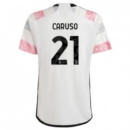 Kandiny Niño Camiseta Arianna Caruso #21 Blanco Rosa 2ª Equipación 2023/24 La Camisa Chile