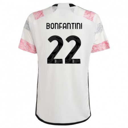 Kandiny Niño Camiseta Agnese Bonfantini #22 Blanco Rosa 2ª Equipación 2023/24 La Camisa Chile