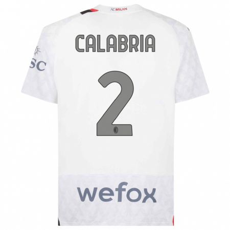 Kandiny Niño Camiseta Davide Calabria #2 Blanco 2ª Equipación 2023/24 La Camisa Chile