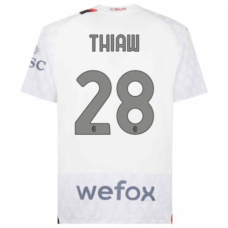 Kandiny Niño Camiseta Malick Thiaw #28 Blanco 2ª Equipación 2023/24 La Camisa Chile