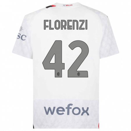 Kandiny Niño Camiseta Alessandro Florenzi #42 Blanco 2ª Equipación 2023/24 La Camisa Chile