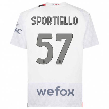 Kandiny Niño Camiseta Marco Sportiello #57 Blanco 2ª Equipación 2023/24 La Camisa Chile