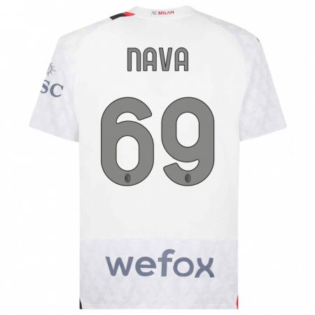 Kandiny Niño Camiseta Lapo Nava #69 Blanco 2ª Equipación 2023/24 La Camisa Chile