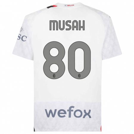 Kandiny Niño Camiseta Yunus Musah #80 Blanco 2ª Equipación 2023/24 La Camisa Chile