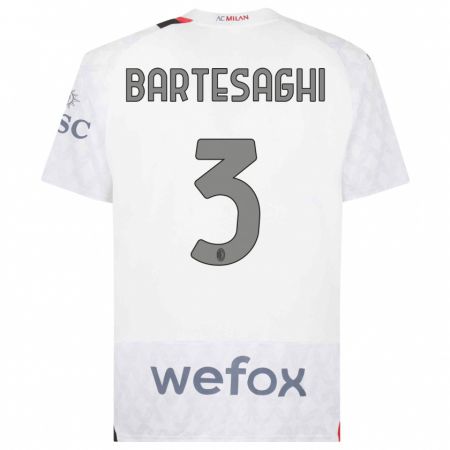 Kandiny Niño Camiseta Davide Bartesaghi #3 Blanco 2ª Equipación 2023/24 La Camisa Chile