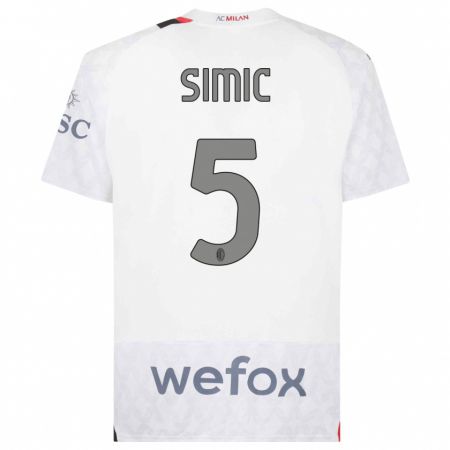 Kandiny Niño Camiseta Jan-Carlo Simic #5 Blanco 2ª Equipación 2023/24 La Camisa Chile