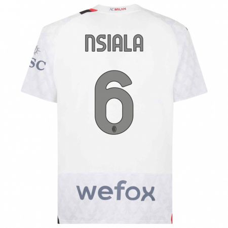 Kandiny Niño Camiseta Clinton Nsiala #6 Blanco 2ª Equipación 2023/24 La Camisa Chile