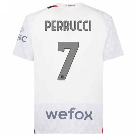 Kandiny Niño Camiseta Vincenzo Perrucci #7 Blanco 2ª Equipación 2023/24 La Camisa Chile