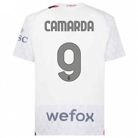Kandiny Niño Camiseta Francesco Camarda #9 Blanco 2ª Equipación 2023/24 La Camisa Chile