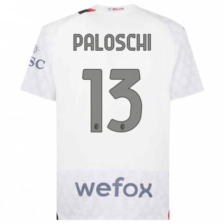 Kandiny Niño Camiseta Dorian Paloschi #13 Blanco 2ª Equipación 2023/24 La Camisa Chile