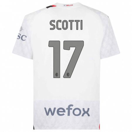 Kandiny Niño Camiseta Filippo Scotti #17 Blanco 2ª Equipación 2023/24 La Camisa Chile