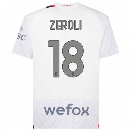 Kandiny Niño Camiseta Kevin Zeroli #18 Blanco 2ª Equipación 2023/24 La Camisa Chile
