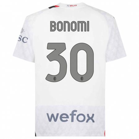 Kandiny Niño Camiseta Alessandro Bonomi #30 Blanco 2ª Equipación 2023/24 La Camisa Chile