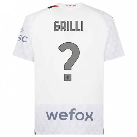 Kandiny Niño Camiseta Lorenzo Grilli #0 Blanco 2ª Equipación 2023/24 La Camisa Chile