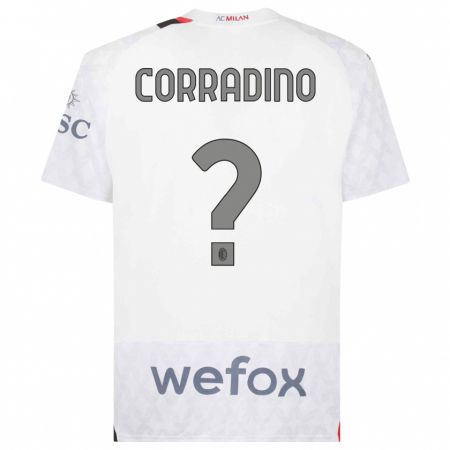 Kandiny Niño Camiseta Riccardo Corradino #0 Blanco 2ª Equipación 2023/24 La Camisa Chile
