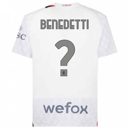 Kandiny Niño Camiseta Gioele Benedetti #0 Blanco 2ª Equipación 2023/24 La Camisa Chile