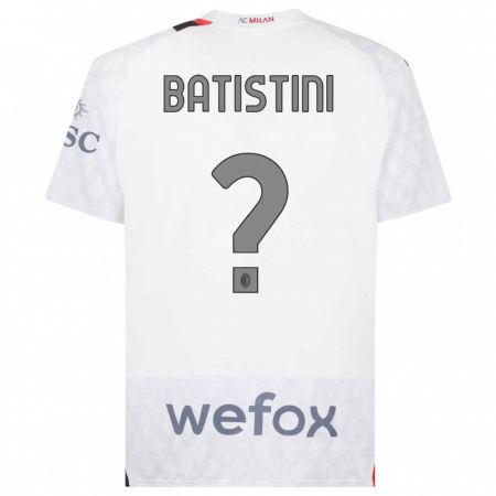 Kandiny Niño Camiseta Simone Batistini #0 Blanco 2ª Equipación 2023/24 La Camisa Chile
