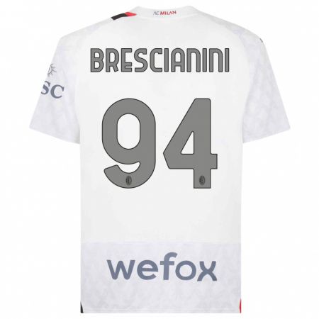 Kandiny Niño Camiseta Marco Brescianini #94 Blanco 2ª Equipación 2023/24 La Camisa Chile