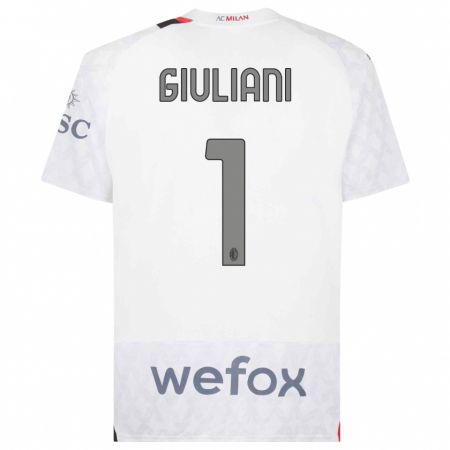 Kandiny Niño Camiseta Laura Giuliani #1 Blanco 2ª Equipación 2023/24 La Camisa Chile